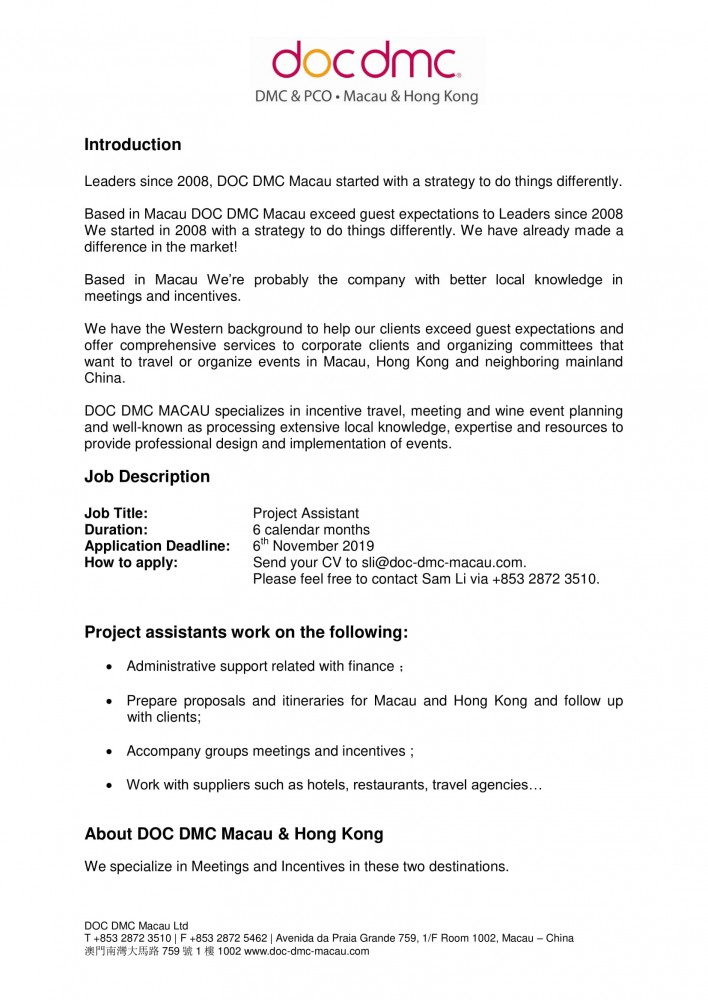 DOC DMC Macau Internship Program