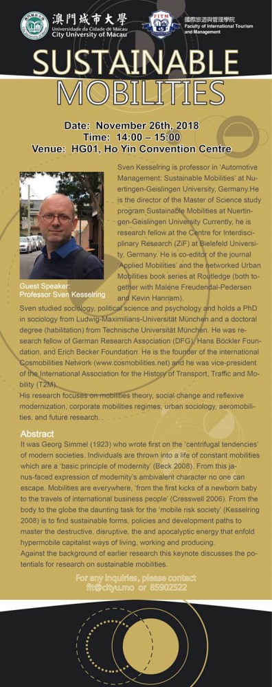 FITM Distinguished Lecture Series - Sustainable Mobilities